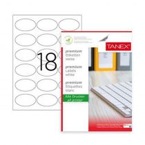 Αυτοκόλλητες Ετικέτες Tanex Inkjet, Copy, Laser 58,4x42,3mm Oval 100 φύλλα