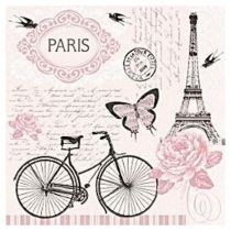 Χαρτοπετσέτες 20 τεμάχια "Παρίσι-ποδήλατο" 33x33εκ