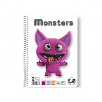 Τετράδιο σπιράλ Globus Monsters MO20 A4 2 Θέματα Ροζ 50 φύλλα