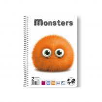 Τετράδιο σπιράλ Globus Monsters MO30 A4 3 Θέματα Πορτοκαλί 75 φύλλα