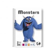 Τετράδιο σπιράλ Globus Monsters MO21 17X25 2 Θέματα Μπλε 50 φύλλα