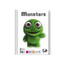 Τετράδιο σπιράλ Globus Monsters MO21 17X25 2 Θέματα Πράσινο 50 φύλλα
