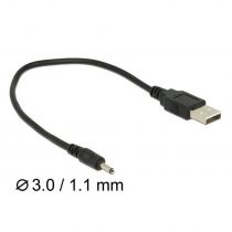 Delock Καλώδιο USB σε DC 3.0 x 1.1 mm male, 27cm, Black
