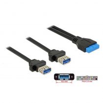 Delock Καλώδιο USB 3.0 19 pin header (F) σε 2x USB 3.0 Type-A (F), 80cm