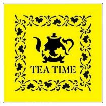Στένσιλ Πλαστικό "Tea Time" 16x16εκ (ST0065)