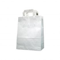 Χάρτινη Τσάντα Υ28x22x10cm Άσπρη Με Πλακέ Χερούλι