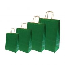 Χάρτινη Τσάντα Υ31x22x10cm Σκ. Πράσινο Με Στρ. Χερούλι