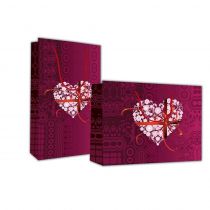 Χάρτινη Τσάντα Υ24x23x10 "Ροζ καρδιά με κορδέλα"