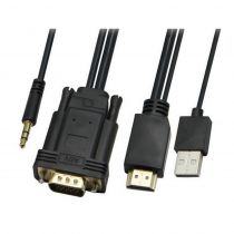 Καλώδιο HDMI(M) & USB(M) σε VGA(M) & 3.5mm(M), 1080p, 5m
