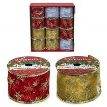 Κορδέλα Χριστουγέννων Οργάντζα-Glitter 6,3cm x5,5m Xmasfest 1132244