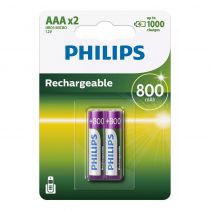 Philips επαναφορτιζόμενη μπαταρία R03B2A80 800mAh, AAA HR03 Micro, 2 τεμάχια