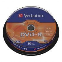 DVD-R Verbatim 4,7GB/120MIN 1-16x Cakebox 10 τεμάχια 43523
