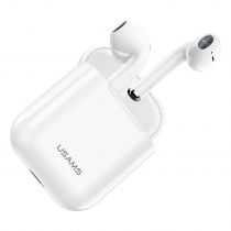 Usams earphones BHUYA01 US-YA001 με θήκη φόρτισης, True Wireless, λευκά