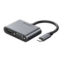 Cabletime αντάπτορας 2 in 1 USB-C σε HDMI & VGA C160, 4K, 0.15m, ασημί