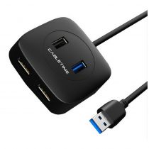Cabletime USB 3.0 hub AMAF4, USB 3.0/Micro USB/3x USB 2.0, 0.15m, μαύρο