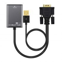 Cabletime αντάπτορας HDMI σε VGA & USB AV582, 1080p, 0.15m, μαύρος