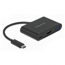 Delock αντάπτορας USB-C σε HDMI+USB+USB-C PD 2.0 64091, 4K, 15cm, μαύρος
