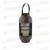 Nougat, Αντικέ Καφέ Πλαστικό Φανάρι-Πλαστικό Κερί, 1 LED (3xAAA), Θερμό Λευκό, IP44, φ14x33c