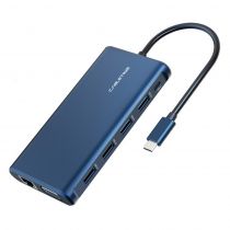 Cabletime USB Type-C hub 12 σε 1 C160, 1000Mbps, 4K, 100W, μπλε