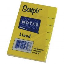 Scripti αυτοκόλλητα χαρτάκια ριγέ κίτρινα 7,6x5,1cm 100 φύλλα