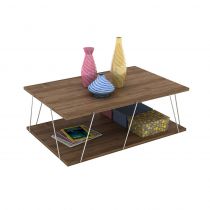 Τραπέζι σαλονιού TARS χρώμα καρυδί λεπτομέρειες χρωμίου 90x60x30,5εκ