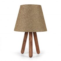 Επιτραπέζιο ξύλινο φωτιστικό PWL-0022 Ε27 με καφέ pvc καπέλο Φ22x33εκ