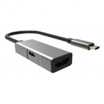 PowerTech αντάπτορας USB Type-C σε HDMI + PD PTH-055, 4K, γκρι