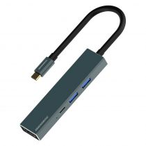 Rockrose USB Type-C hub Infinity 06S, USB/HDMI/Type-C/SD/Micro SD, γκρι