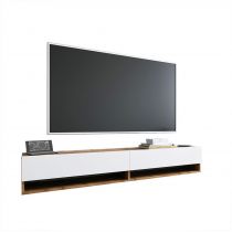 Έπιπλο τηλεόρασης επιτοίχιο Handra pakoworld λευκό-καρυδί 180x31,5x29,5εκ