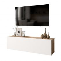 Έπιπλο τηλεόρασης επιτοίχιο Serit pakoworld λευκό-φυσικό 100x31,5x29,5εκ