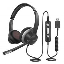 Mpow headset HC6, μικρόφωνο με noise canceling, 3.5mm & USB, μαύρο-ασημί