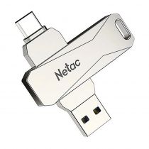 Netac USB Flash Drive U782C, 64GB, USB 3.0 & USB Type-C, OTG, ασημί