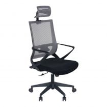 Καρέκλα γραφείου Cooper Megapap με ύφασμα Mesh σε χρώμα γκρι - μαύρο 59x56x123/134cm 