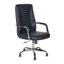 Καρέκλα γραφείου Kingston Megapap με τεχνόδερμα σε χρώμα μαύρο 56x68x110/120cm