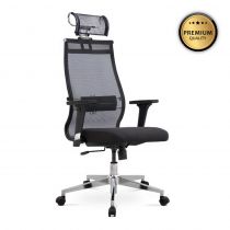 Καρέκλα γραφείου Euro Megapap εργονομική με ύφασμα polyester σε χρώμα μαύρο 66,5x70x118/131cm