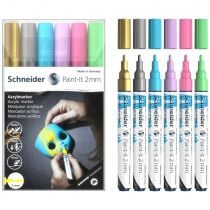 Μαρκαδόροι Schneider Paint-It 310 (2mm) Σετ 6 Παστέλ Μεταλλικά Χρώματα 120196