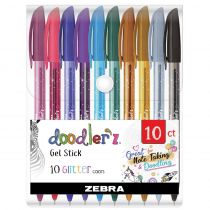 Στυλό Zebra Doodler'z Glitter Gel 1,0mm Σετ 10 χρωμάτων (5 Fashion+5 Neon) 
