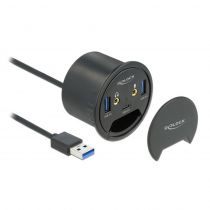 Delock USB hub 62794, 2x USB 3.2/USB-C/2x 3.5mm, 5Gbps, 60mm, μαύρο