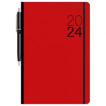 Ημερολόγιο Ημερήσιο Eco 12x17cm 2024 με Λάστιχο & Στυλό Κόκκινο
