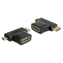 DELOCK αντάπτορας HDMI σε HDMI mini & micro 65446, gold plated, μαύρος