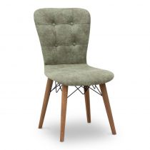 Καρέκλα τραπεζαρίας Palmira Megapap υφασμάτινη χρώμα πράσινο γκρι - καρυδί πόδι 47x44x88cm