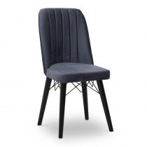 Καρέκλα τραπεζαρίας Carla Megapap από βελούδο χρώμα ανθρακί - μαύρο πόδι 45x46x90cm
