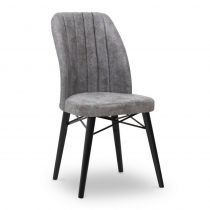 Καρέκλα τραπεζαρίας Evelina Megapap υφασμάτινη χρώμα γκρι - μαύρο πόδι 53x46x94cm